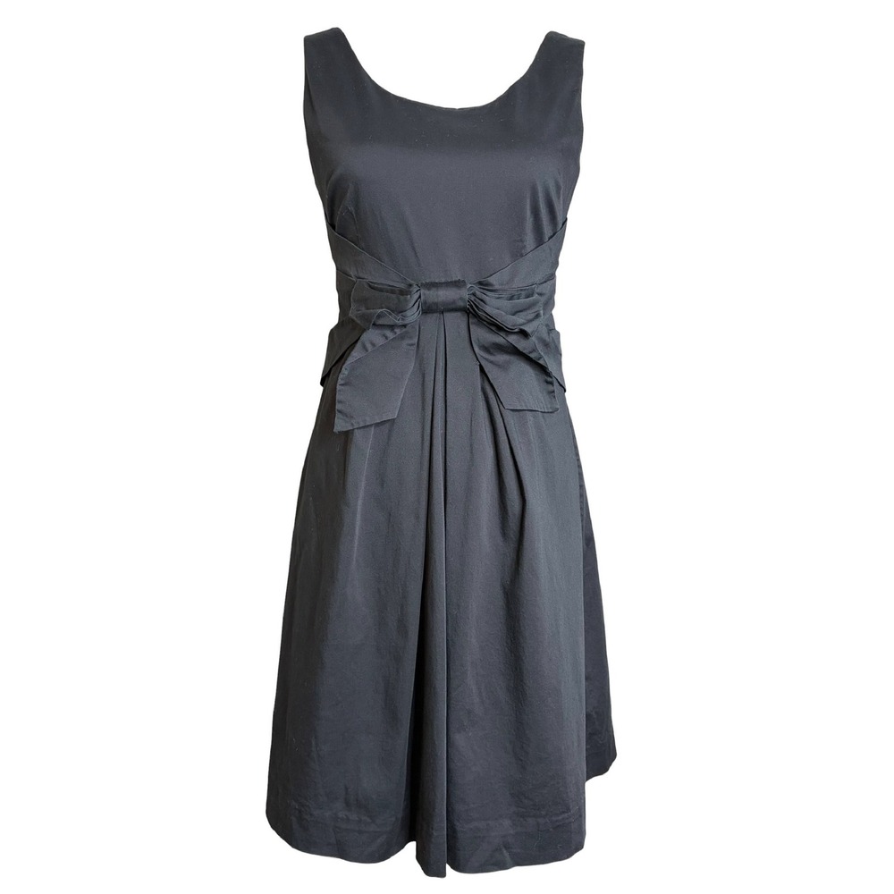 Kate Spade Little Black Dress 4 Jillian Bow Sleeveless Fit Flare Preppy Twee